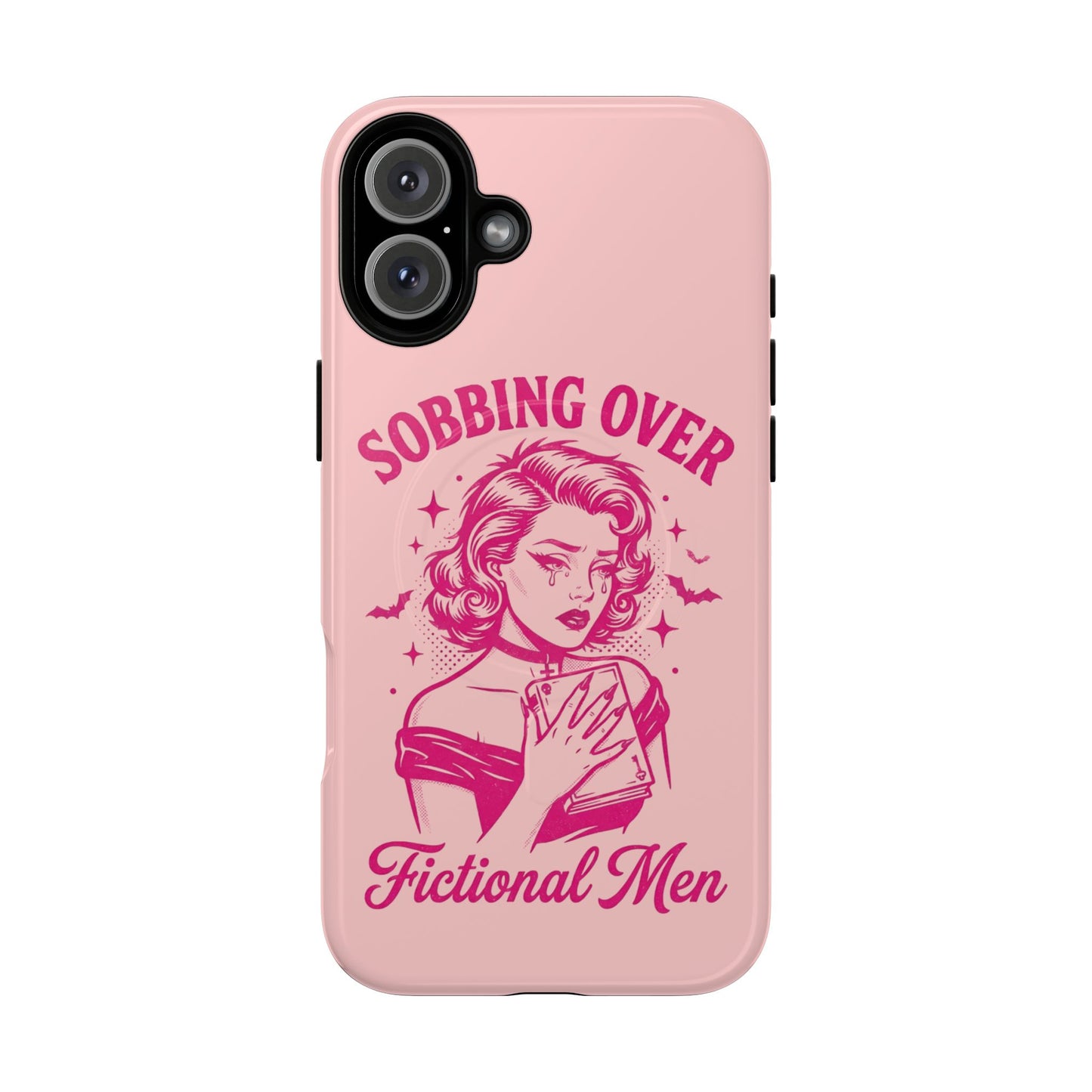 Phone Case — Pink “Sobbing Over Fictional Men” Tough Magnetic Protective Cover