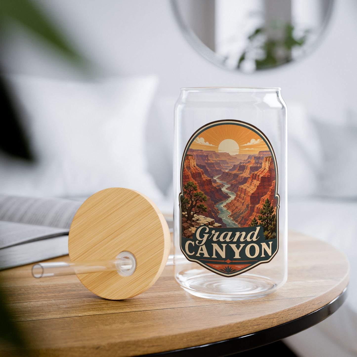 Grand Canyon Sipper Glass — 16oz Travel Tumbler with Bamboo Lid & Straw