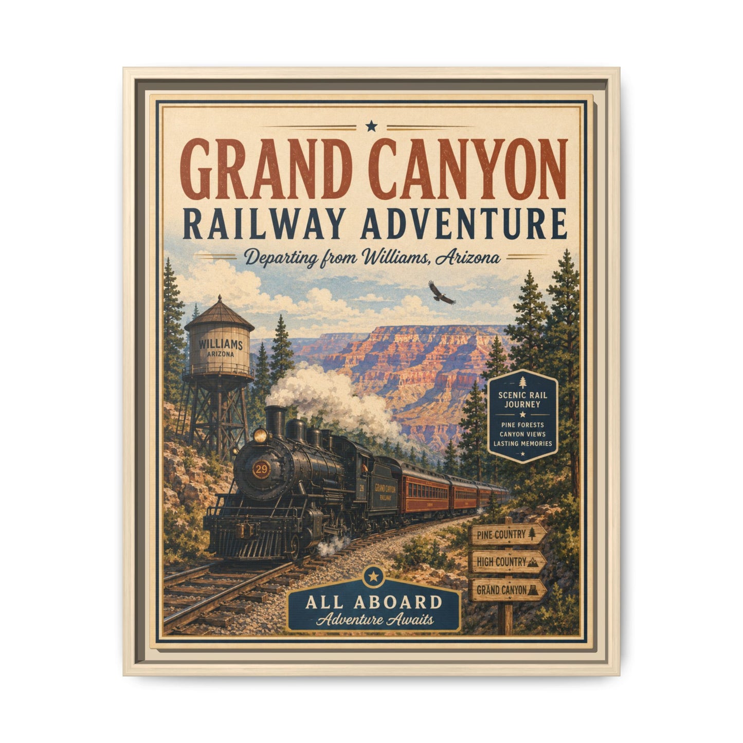 Grand Canyon Railway Adventure Framed Canvas Print