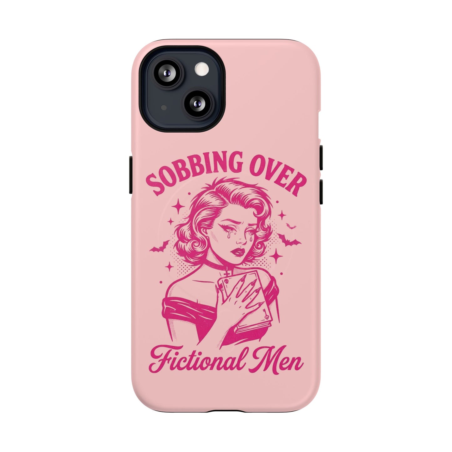 Phone Case — Pink “Sobbing Over Fictional Men” Tough Magnetic Protective Cover