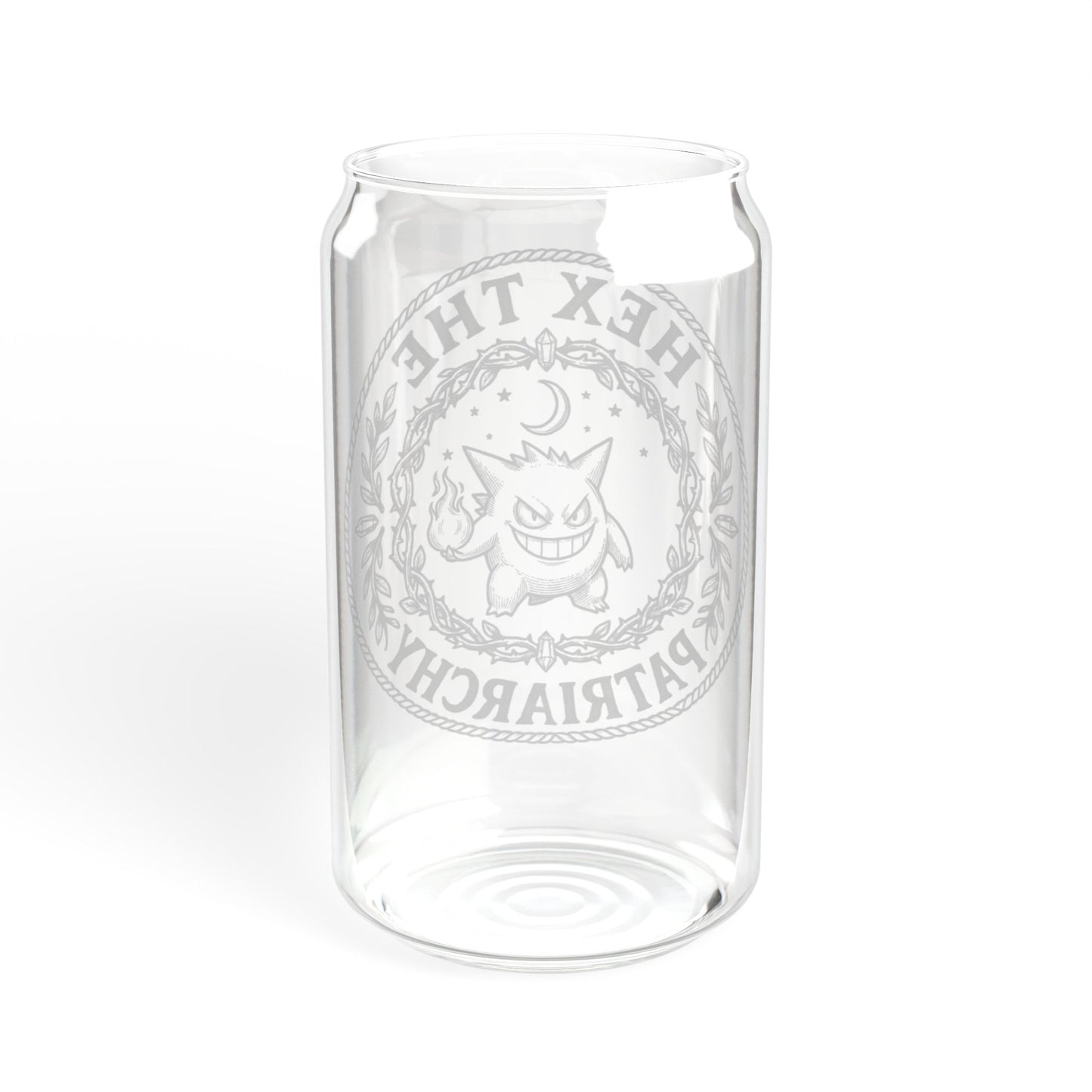 Ghost Halloween Hex the Patriarchy 16oz Glass Sipper Witch Vibe Drinkware with and without lid