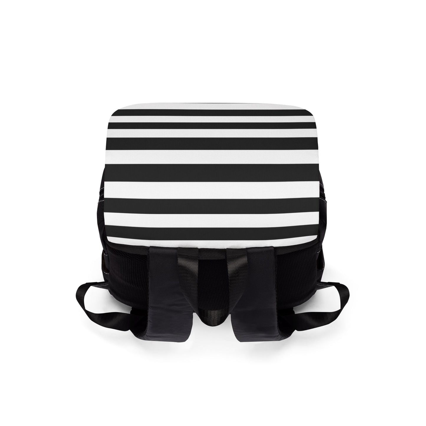 Black White Striped Backpack, Gothic Canvas Daypack, Alternative School Bag, Monochrome Travel Backpack, Goth Book Bag