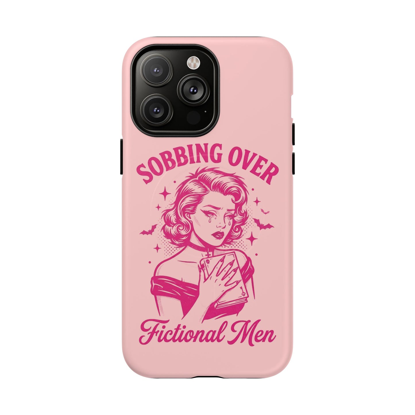 Phone Case — Pink “Sobbing Over Fictional Men” Tough Magnetic Protective Cover
