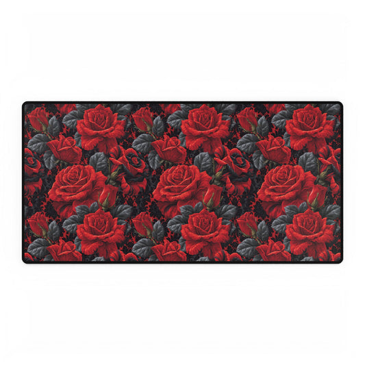 Red Rose Pattern Desk Mat Play Mat Large Floral Gaming Office Mouse Pad MTG Rakdos