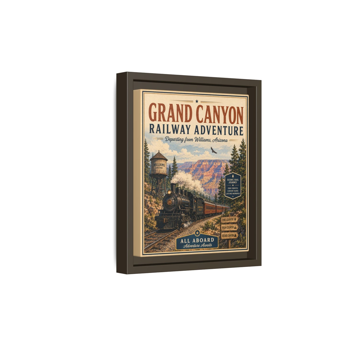 Grand Canyon Railway Adventure Framed Canvas Print
