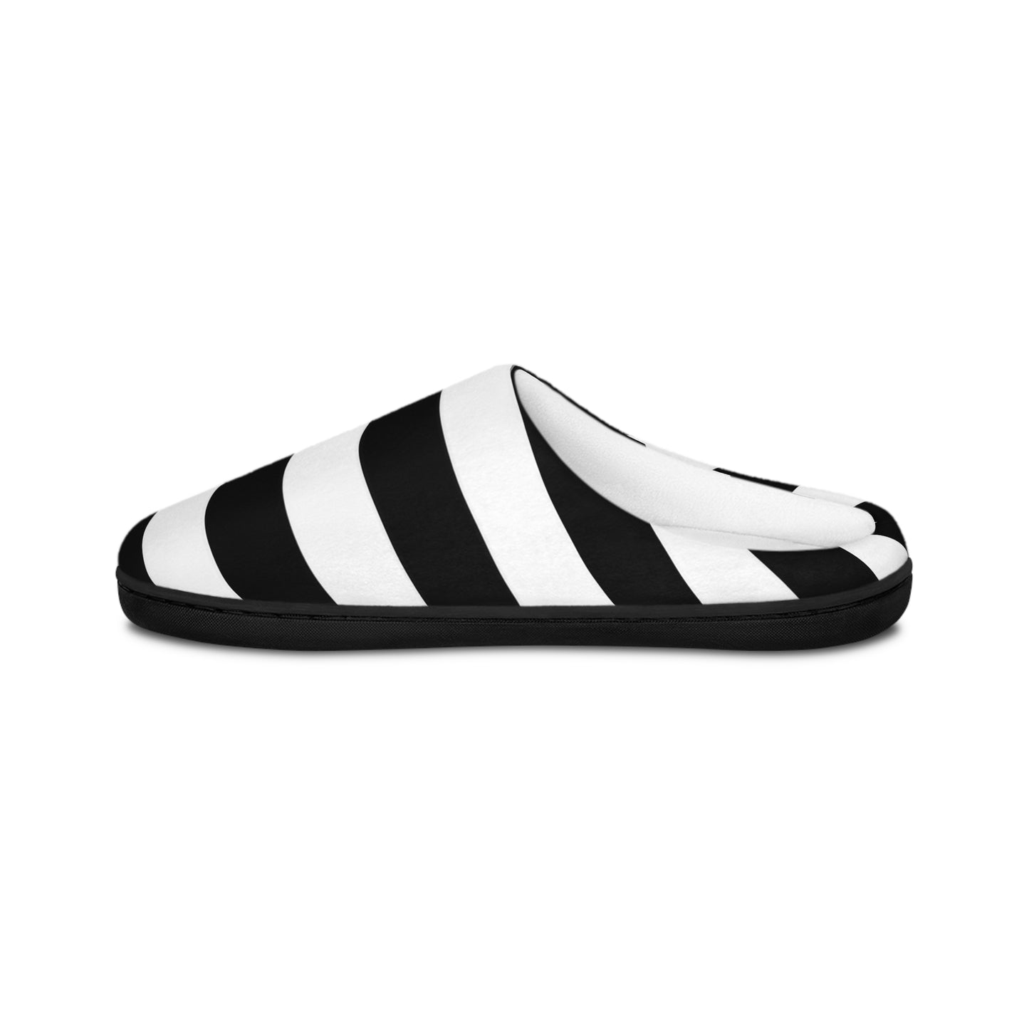 Black White Striped Women’s Slippers, Gothic House Shoes, Cozy Indoor Slippers, Goth Girl Gift, Alternative Fleece Slippers