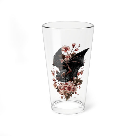 Cherry Blossom Bat Pint Glass | Botanical Bat Beer Glass | Gothic Nature Drinkware | Cottagecore Glass | Bat Lover Gift