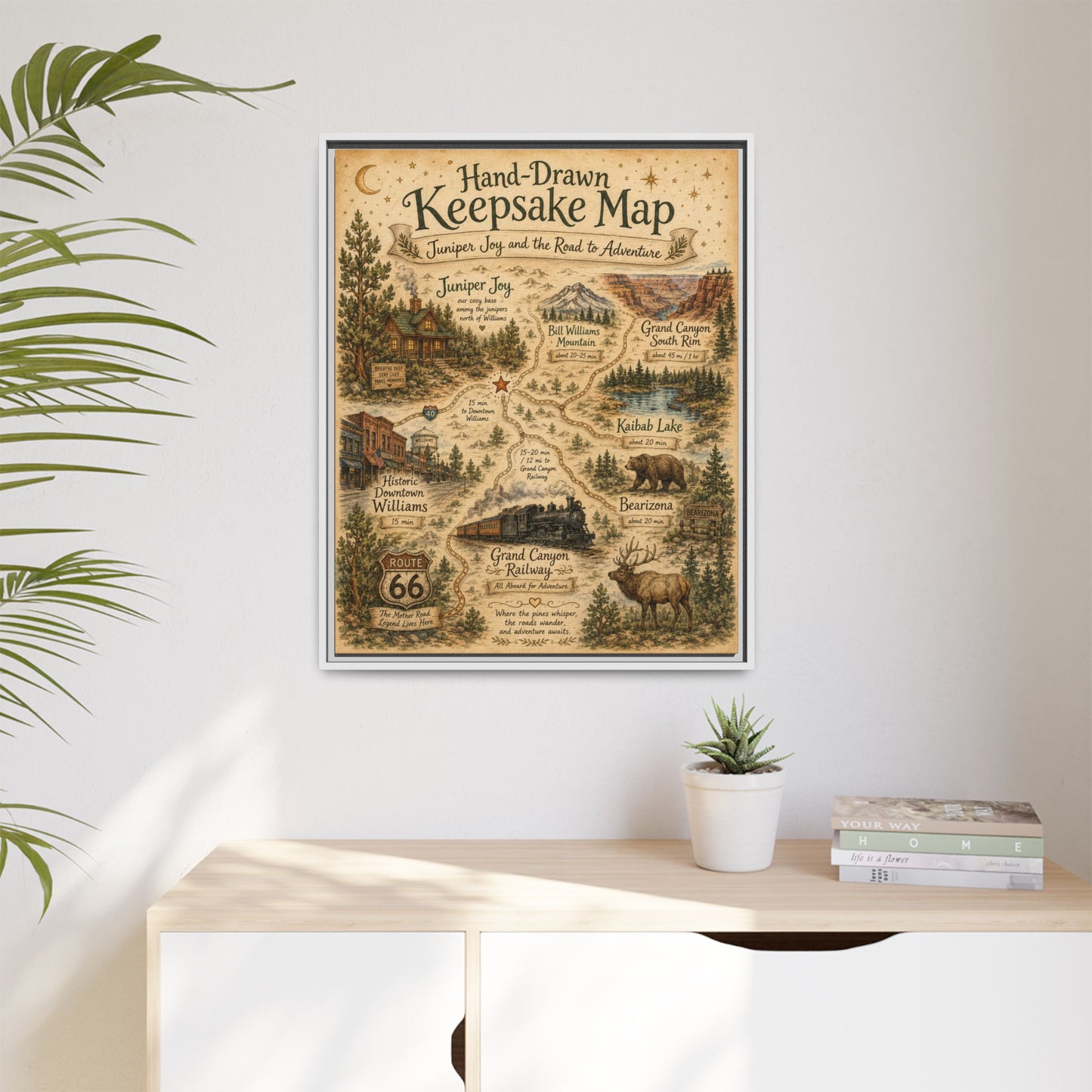 Framed Keepsake Map Matte Canvas Print