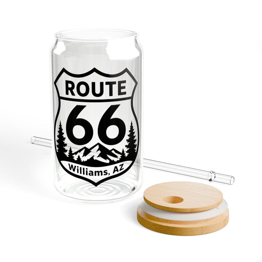 Route 66 Williams AZ Sipper Glass – 16oz Travel Tumbler with Straw