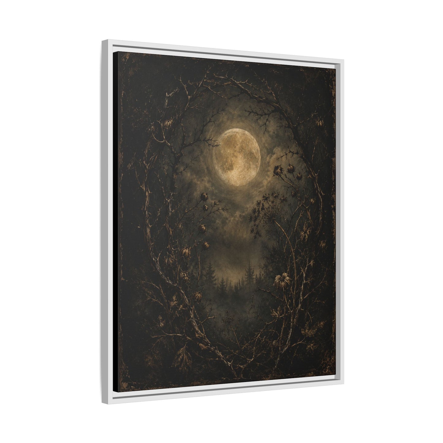 Moonlit Forest Matte Framed Canvas