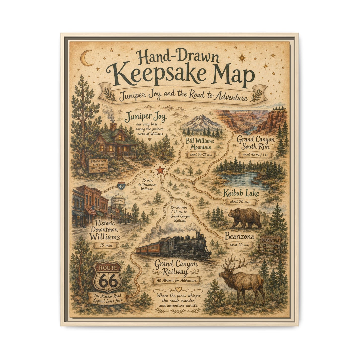 Framed Keepsake Map Matte Canvas Print