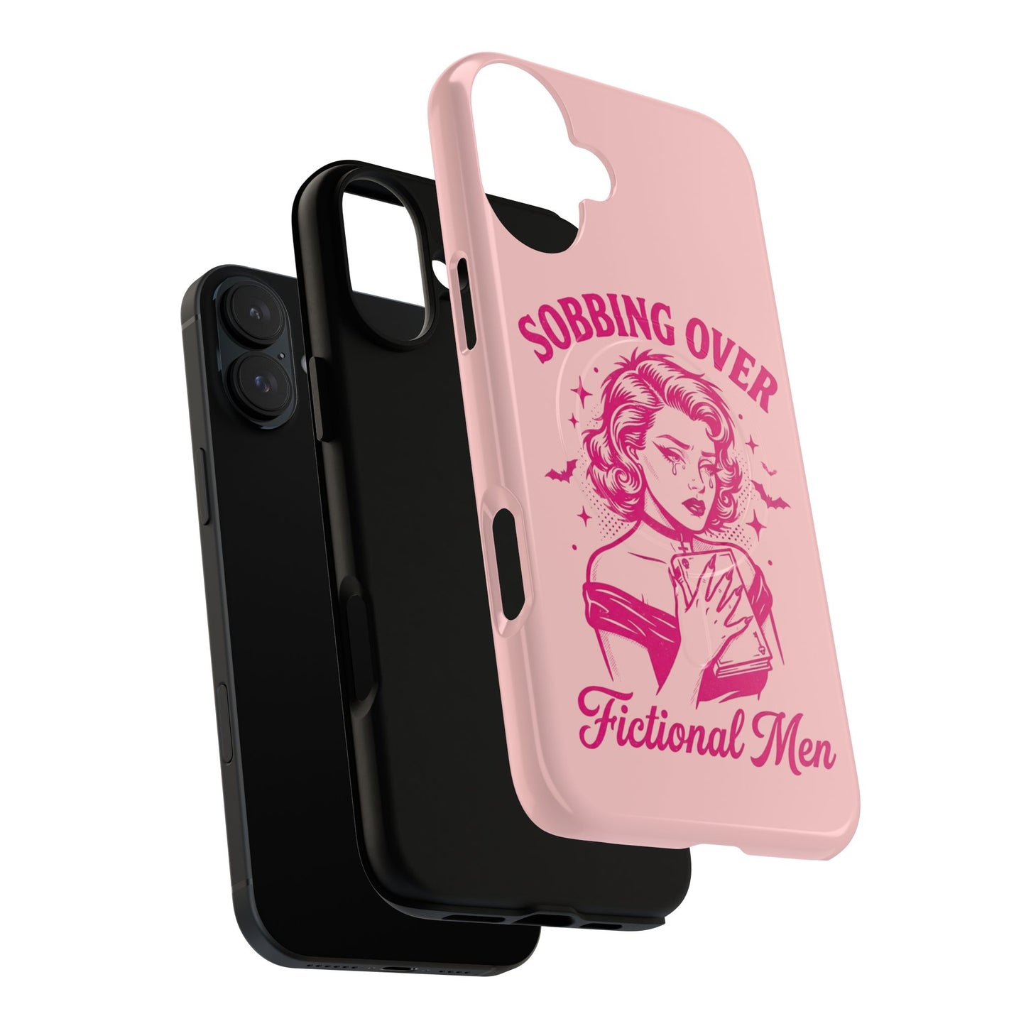 Phone Case — Pink “Sobbing Over Fictional Men” Tough Magnetic Protective Cover
