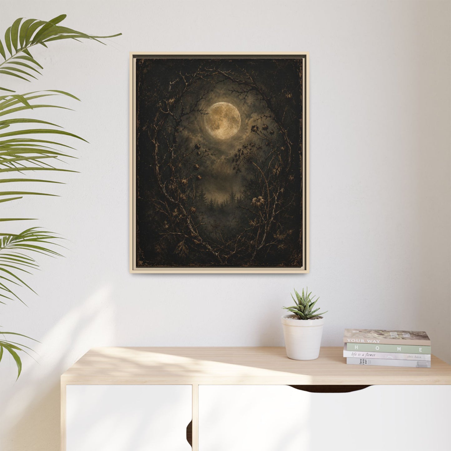 Moonlit Forest Matte Framed Canvas