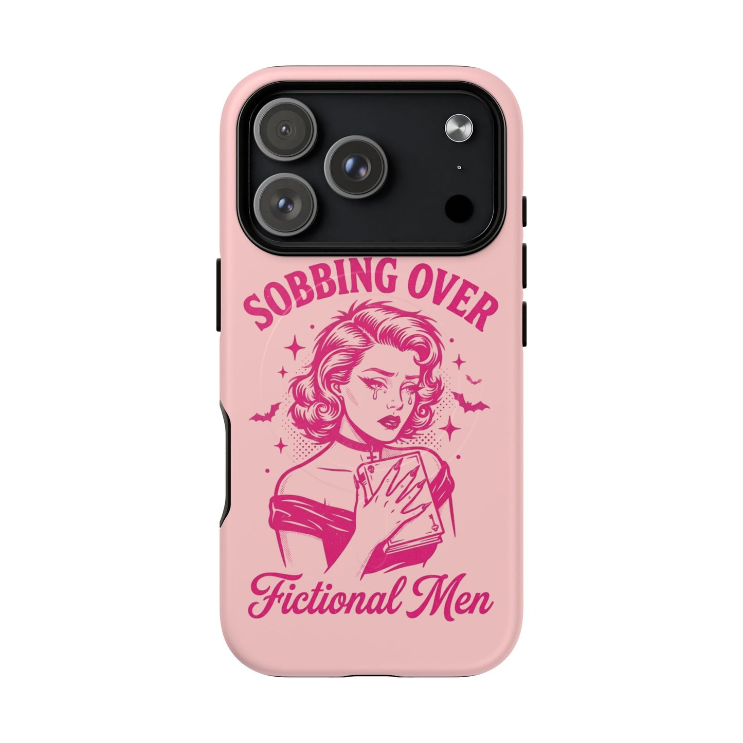 Phone Case — Pink “Sobbing Over Fictional Men” Tough Magnetic Protective Cover