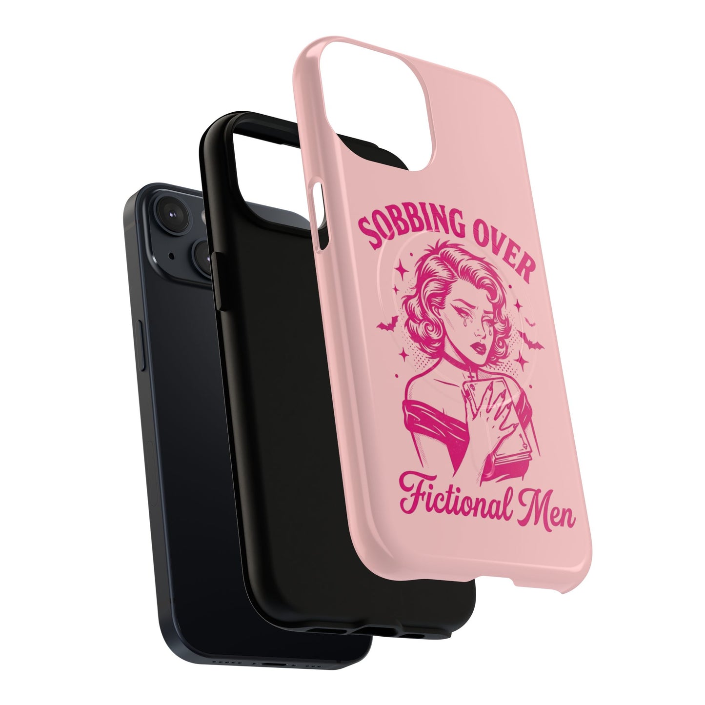Phone Case — Pink “Sobbing Over Fictional Men” Tough Magnetic Protective Cover