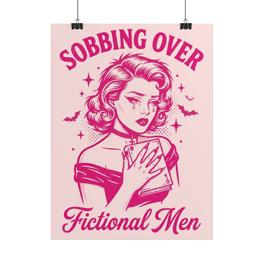 Rolled Poster — Sobbing Over Fictional Men Retro Pop Art Bookish Wall Art