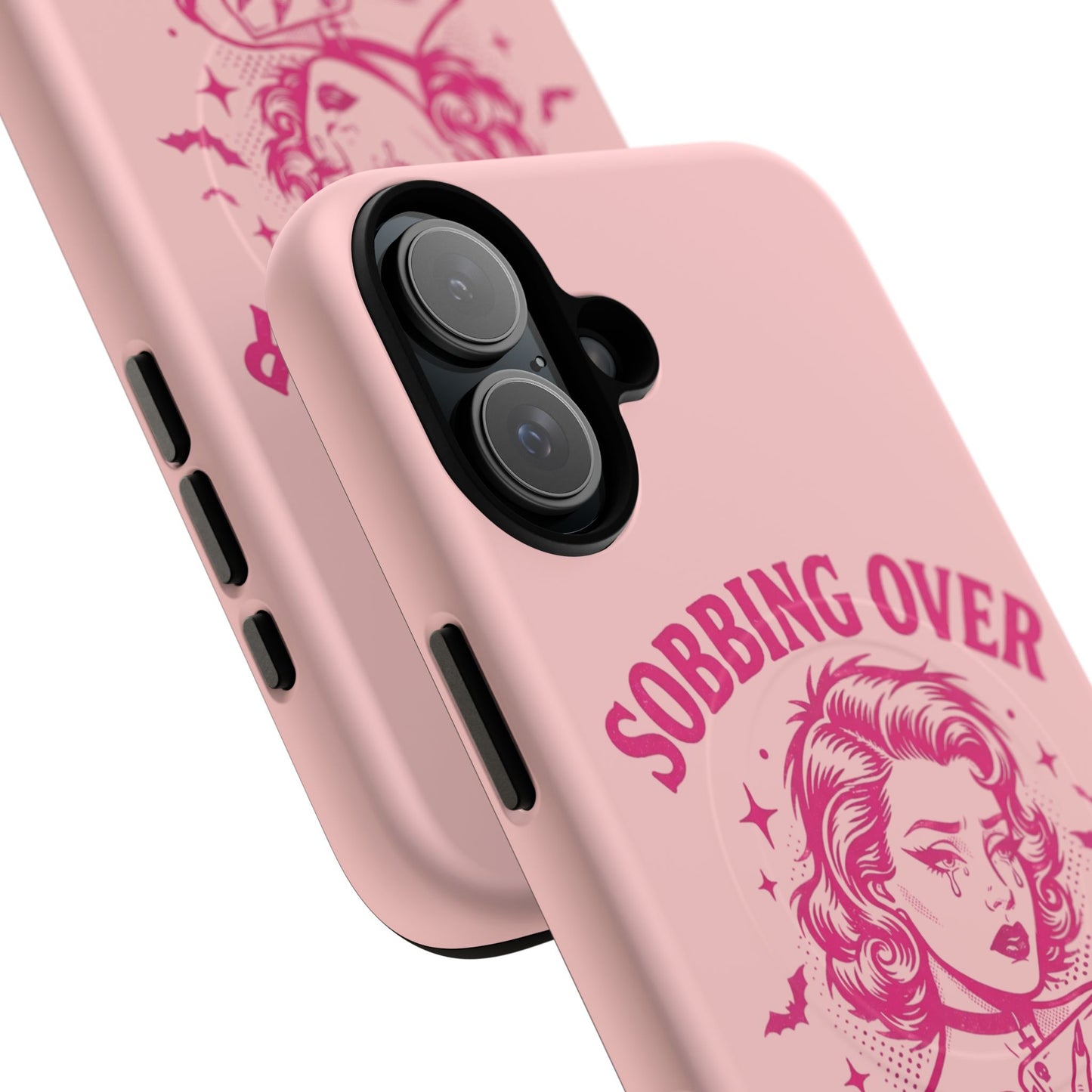 Phone Case — Pink “Sobbing Over Fictional Men” Tough Magnetic Protective Cover