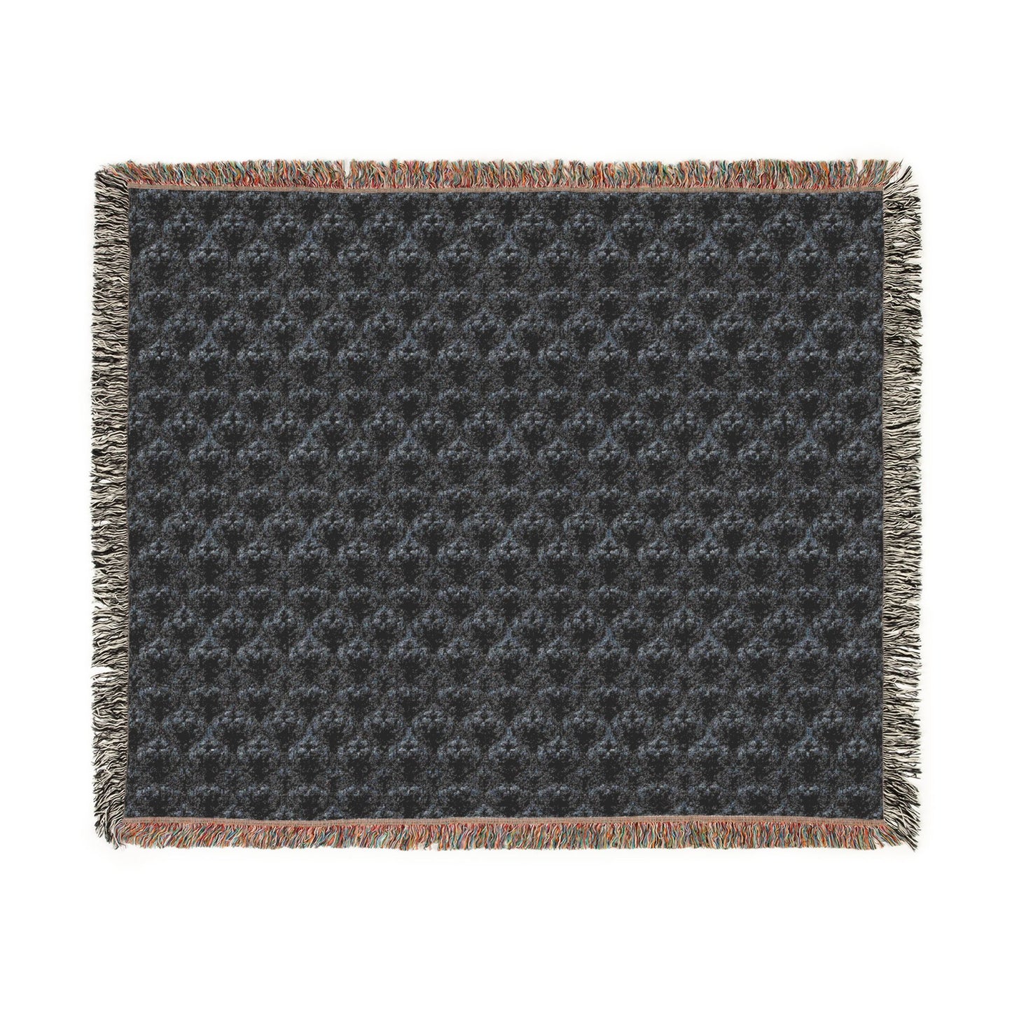 Black Gothic Damask Woven Blanket | Dark Academia Throw | Victorian Gothic Home Decor | Gothic Couch Blanket | Luxury Cotton Throw