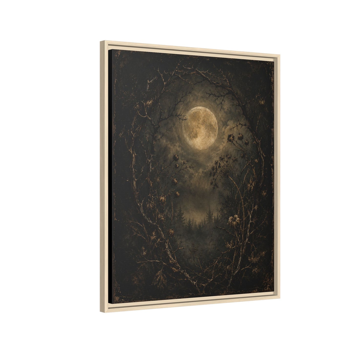 Moonlit Forest Matte Framed Canvas