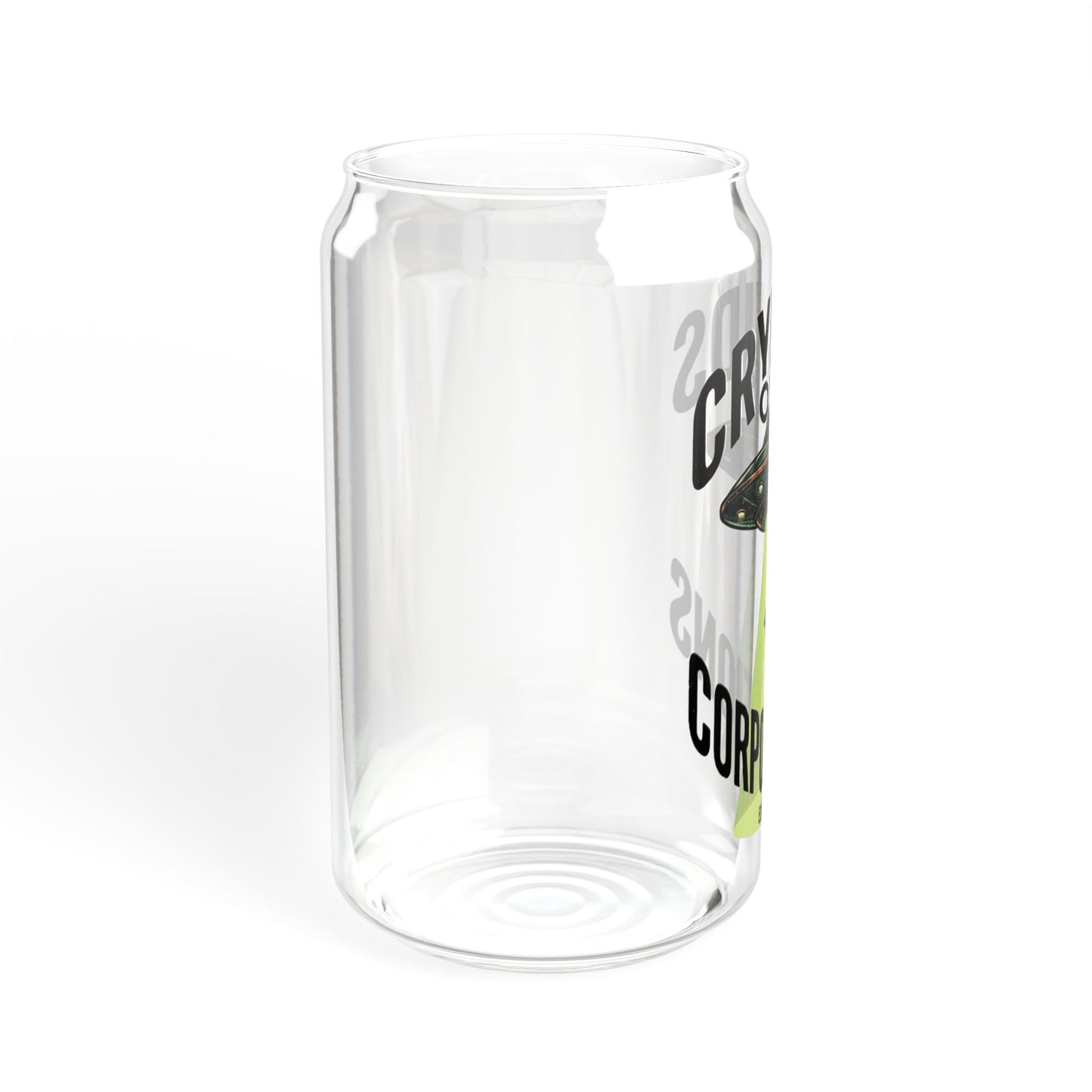 Cryptids Over Corporations Alien Glass Can | UFO Iced Coffee Cup with Bamboo Lid and Straw | Funny Alien Gift | Sci-Fi Drinkware