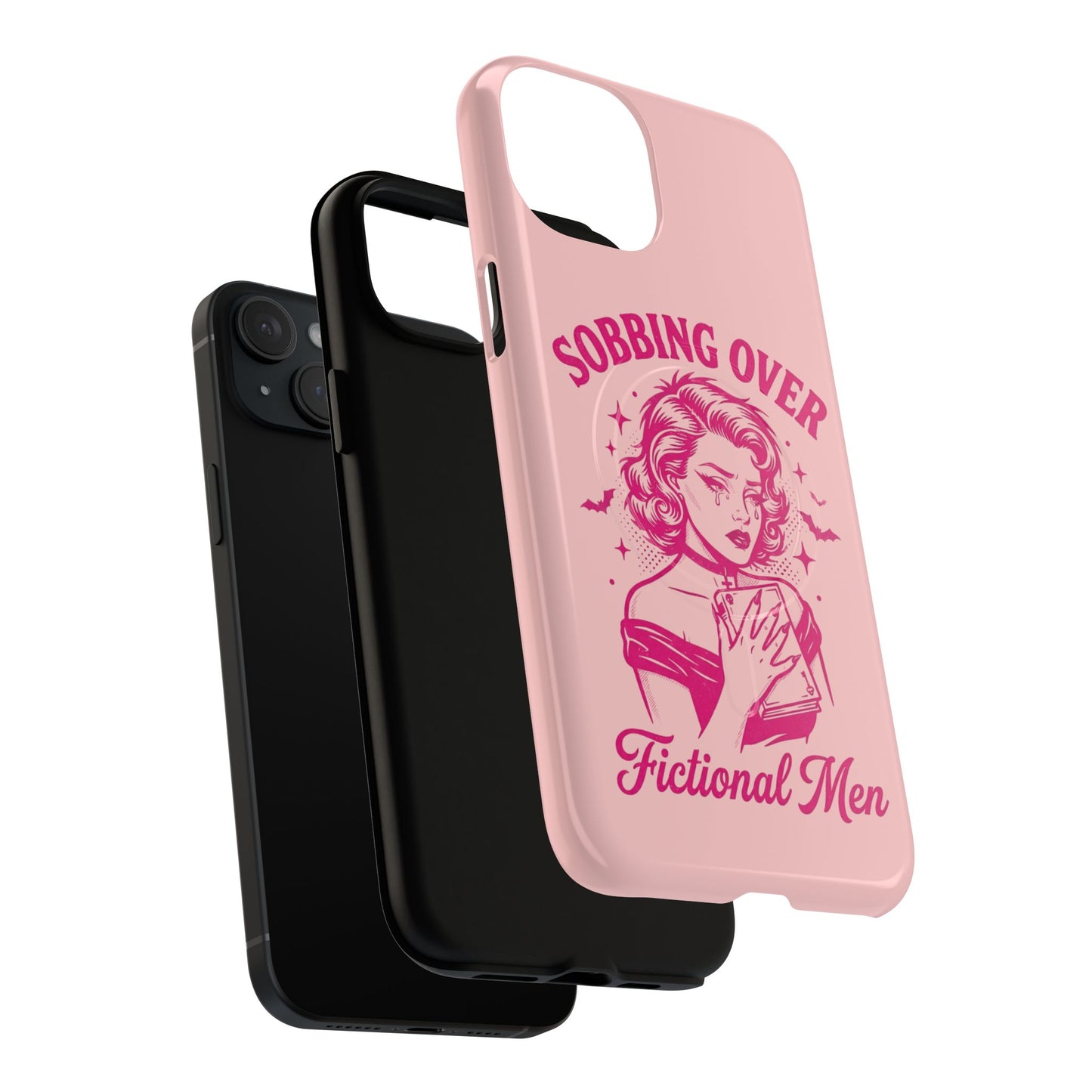 Phone Case — Pink “Sobbing Over Fictional Men” Tough Magnetic Protective Cover