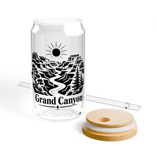 Grand Canyon Sipper Glass — 16oz Travel Cup with Bamboo Lid & Straw