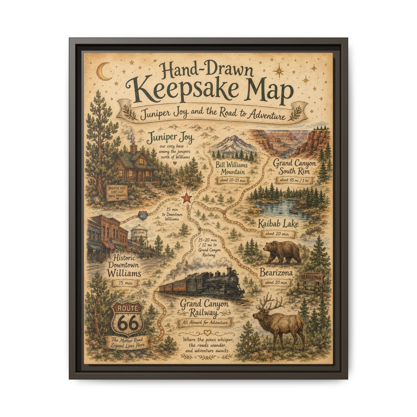 Framed Keepsake Map Matte Canvas Print