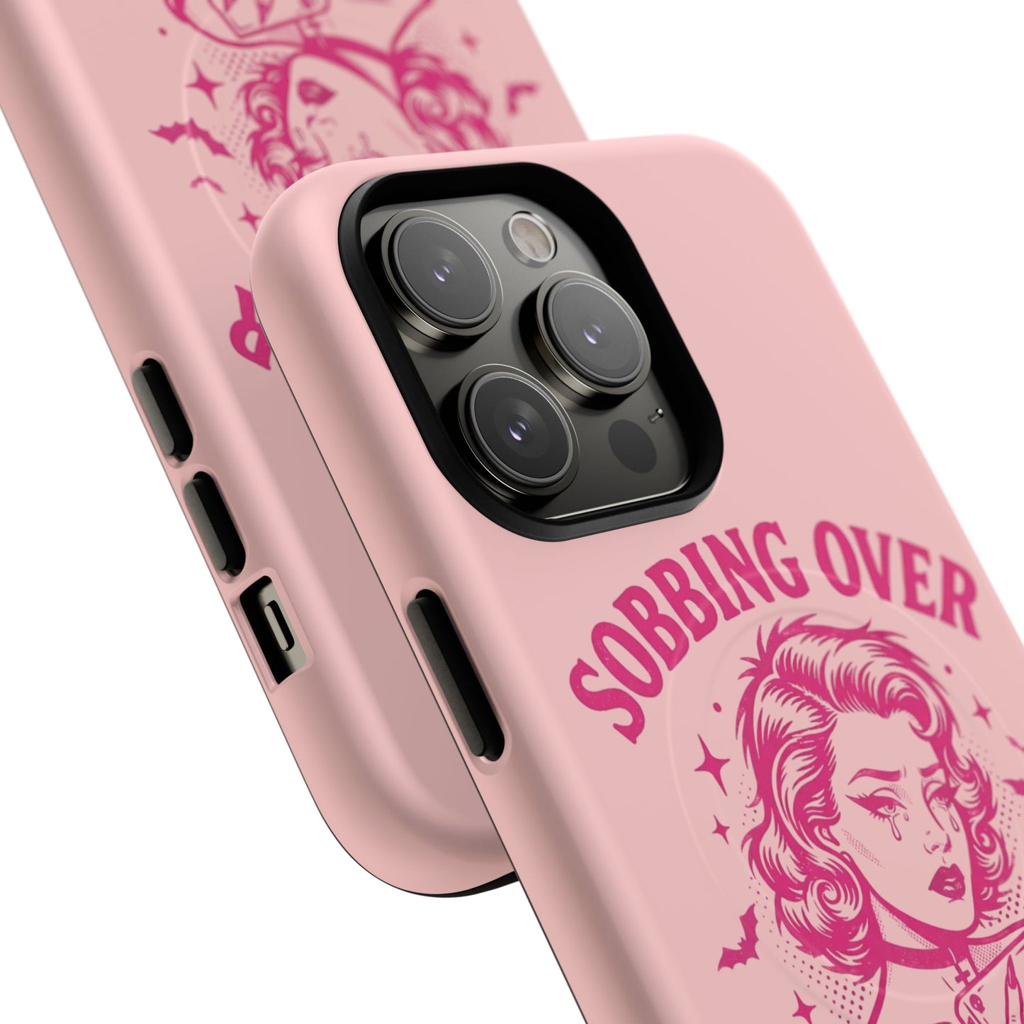 Phone Case — Pink “Sobbing Over Fictional Men” Tough Magnetic Protective Cover
