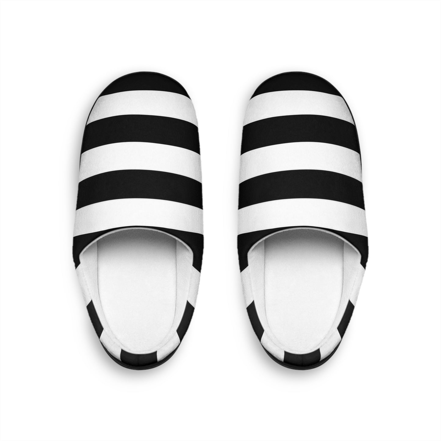 Black White Striped Women’s Slippers, Gothic House Shoes, Cozy Indoor Slippers, Goth Girl Gift, Alternative Fleece Slippers