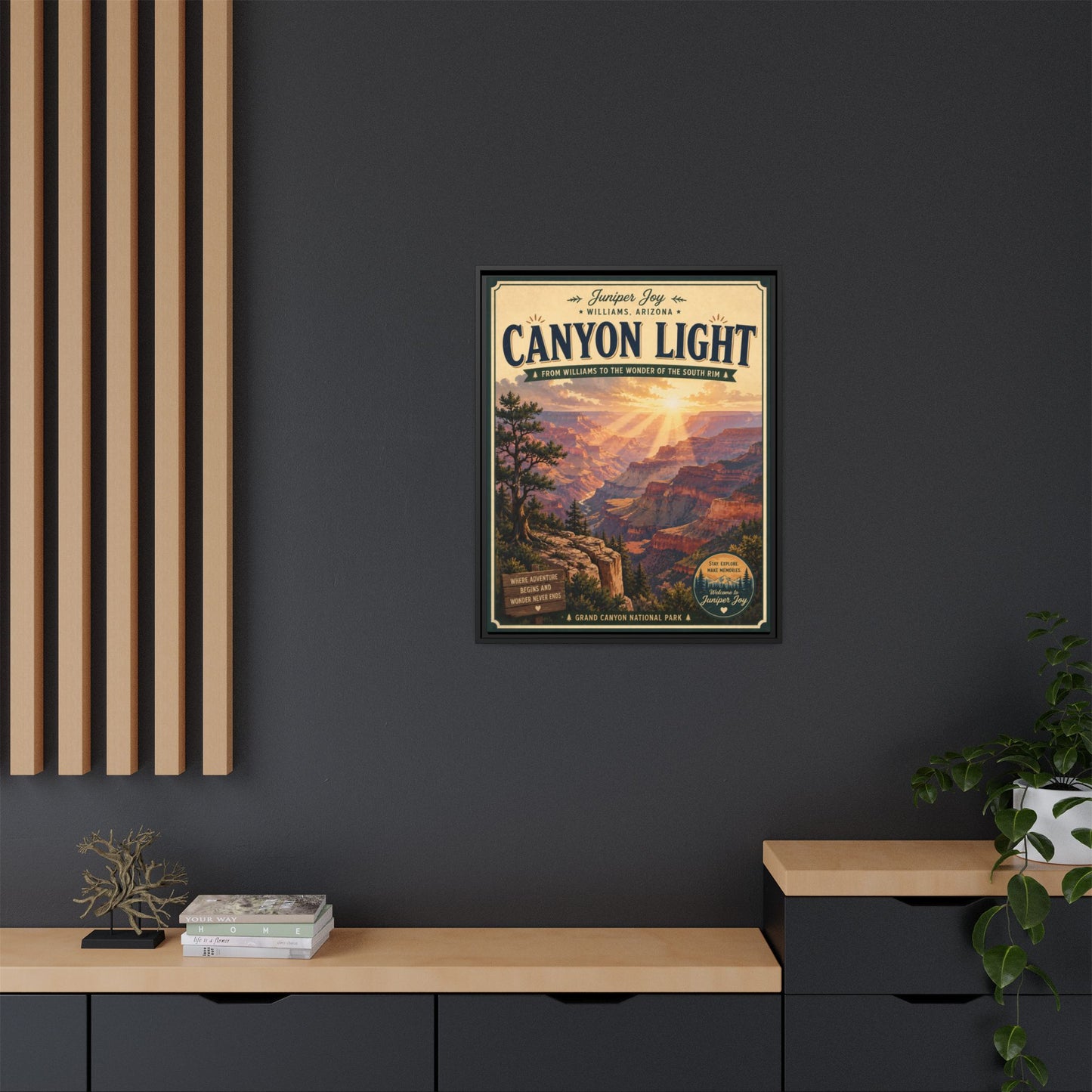 Canyon Light Framed Canvas Art — Vintage National Park Travel Poster