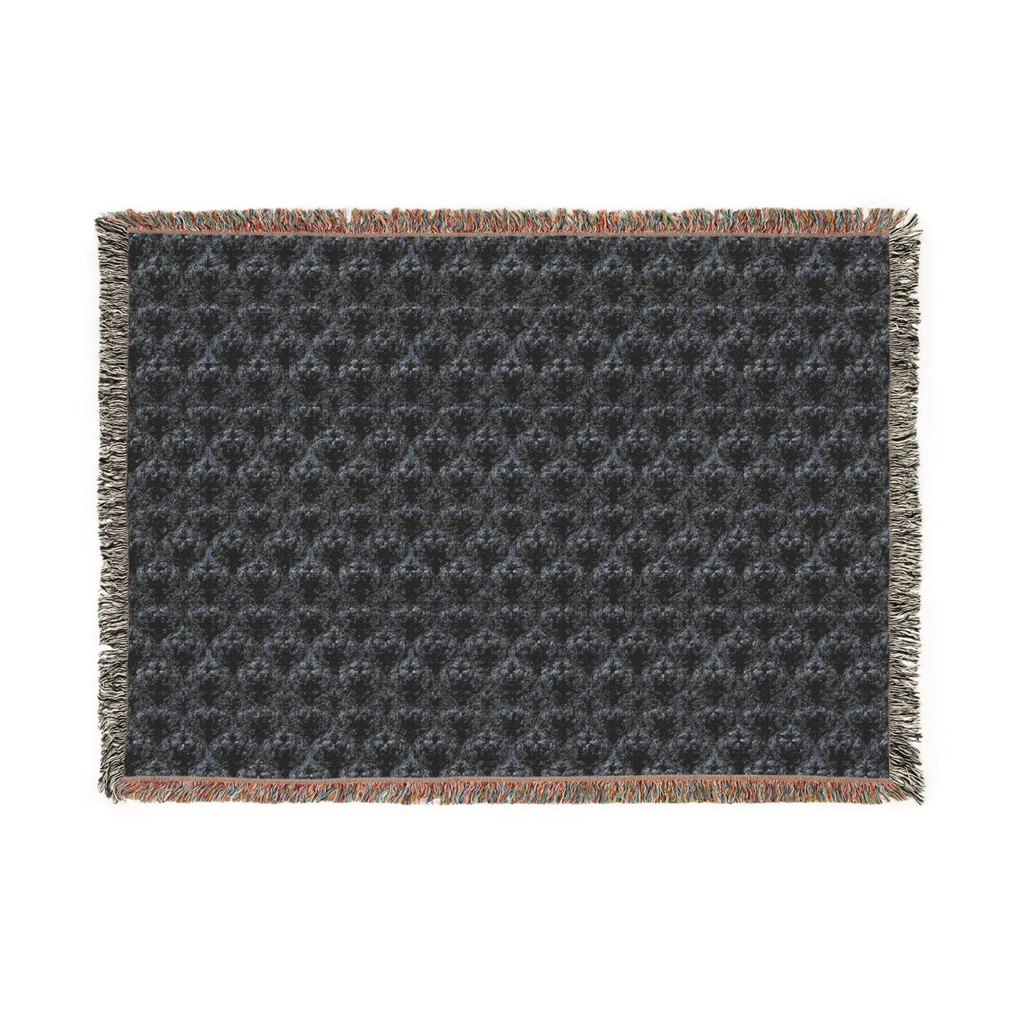 Black Gothic Damask Woven Blanket | Dark Academia Throw | Victorian Gothic Home Decor | Gothic Couch Blanket | Luxury Cotton Throw