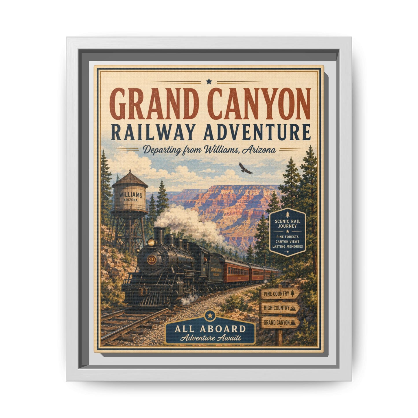 Grand Canyon Railway Adventure Framed Canvas Print