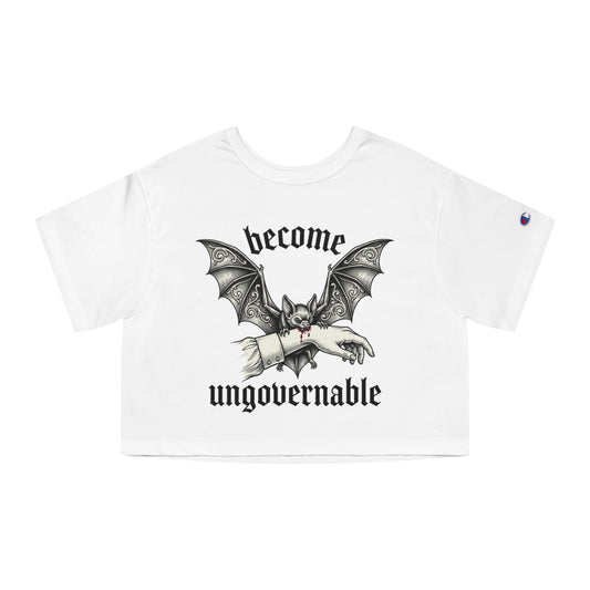 Become Ungovernable Cropped Tee — Gothic Bat Graphic Women's Crop T-Shirt