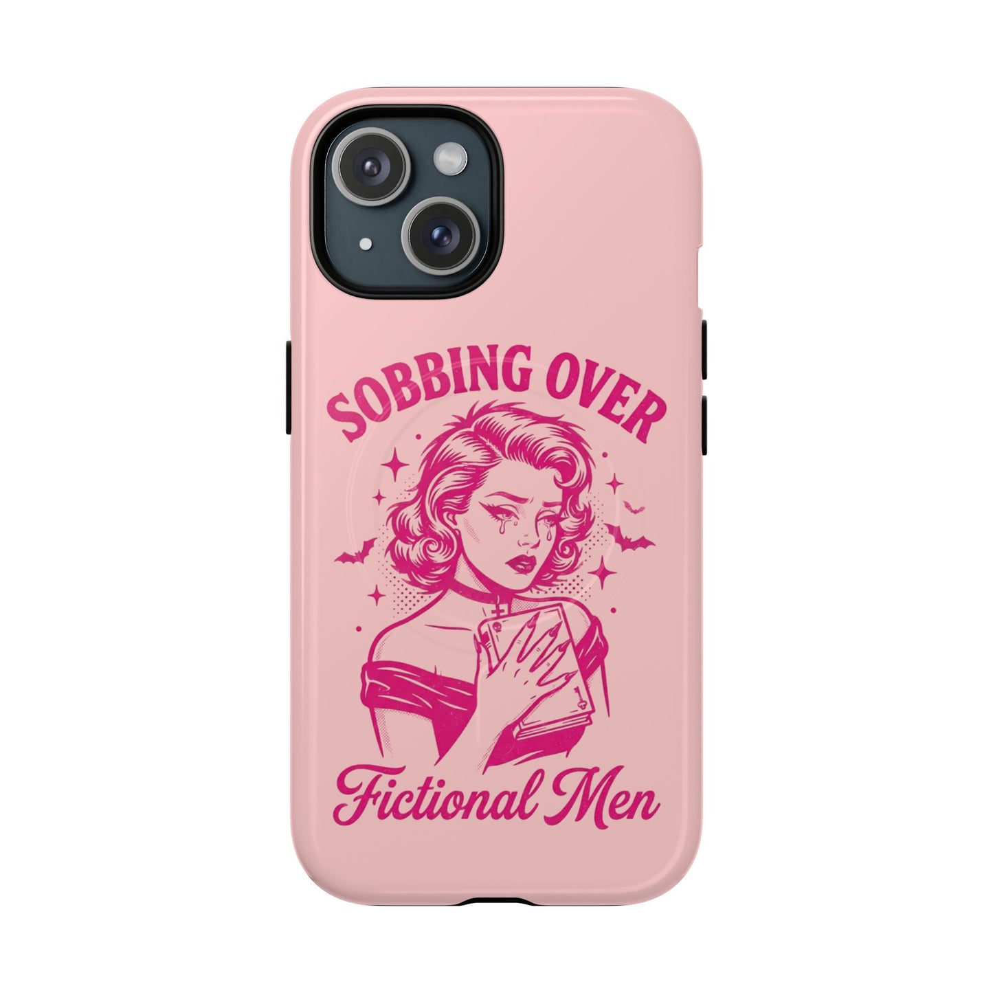 Phone Case — Pink “Sobbing Over Fictional Men” Tough Magnetic Protective Cover