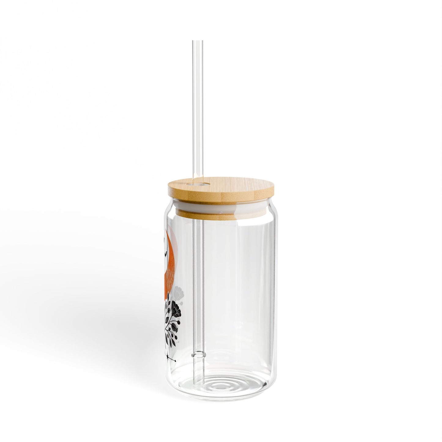 Sipper Glass - Crescent Moon & Botanicals 16oz Tumbler with Straw