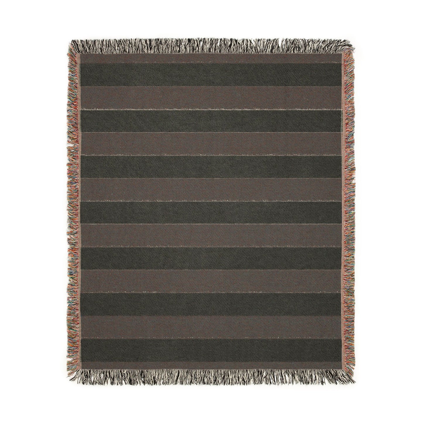 Black & White Striped Woven Blanket, Cotton Throw Blanket with Fringe, Gothic Home Decor, Modern Stripe Couch & Bed Throw