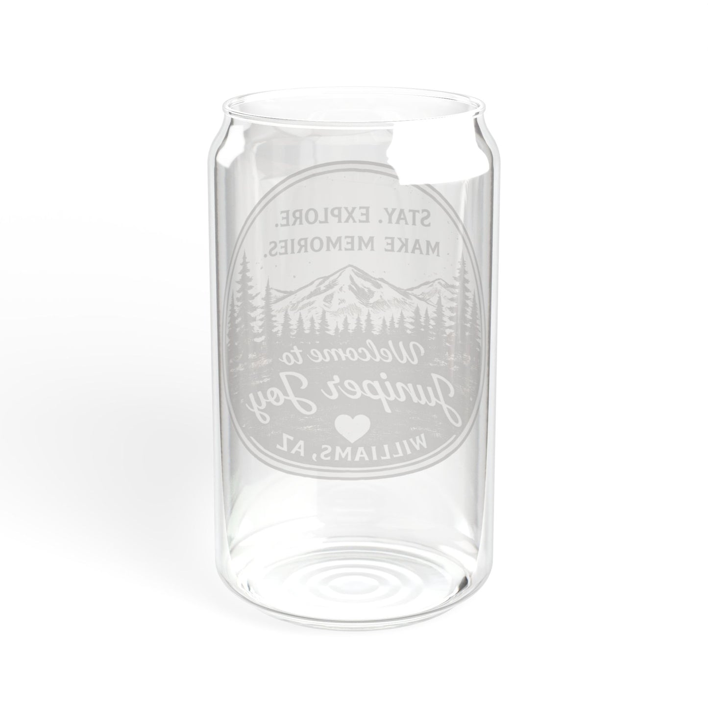 Adventure Mountain Sipper Glass — Personalized 16oz Travel Tumbler (Stay. Explore. Make Memories.)