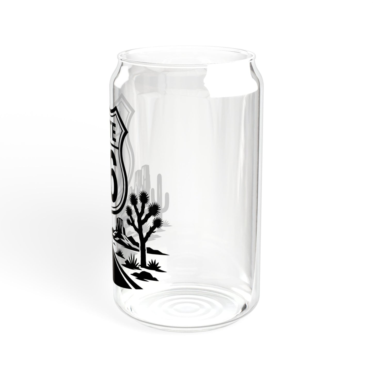 Route 66 Sipper Glass — 16oz Vintage Roadtrip Tumbler with Bamboo Lid