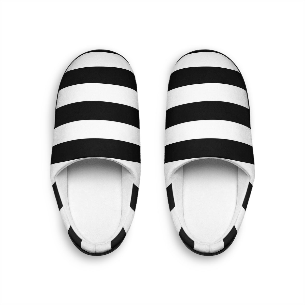 Black White Striped Men’s Slippers, Gothic House Shoes, Cozy Indoor Slippers, Alternative Goth Gift for Him, Soft Fleece Shoes