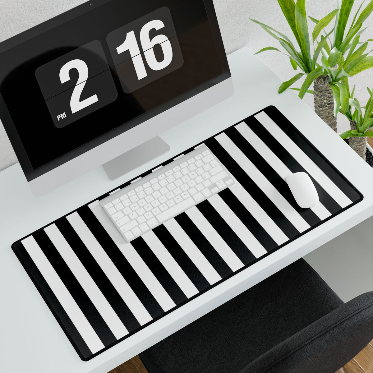 Black & White Striped Desk Mat, Gothic TCG Playmat, Extended Mouse Pad, Card Game Mat, Alternative Office Decor, Gaming Desk Mat