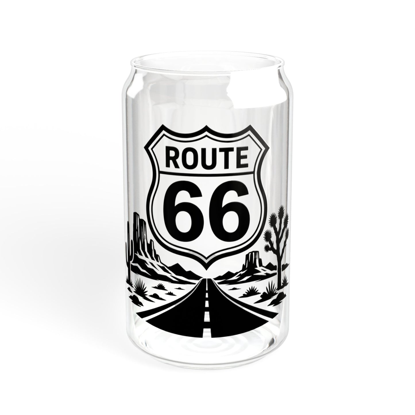 Route 66 Sipper Glass — 16oz Vintage Roadtrip Tumbler with Bamboo Lid