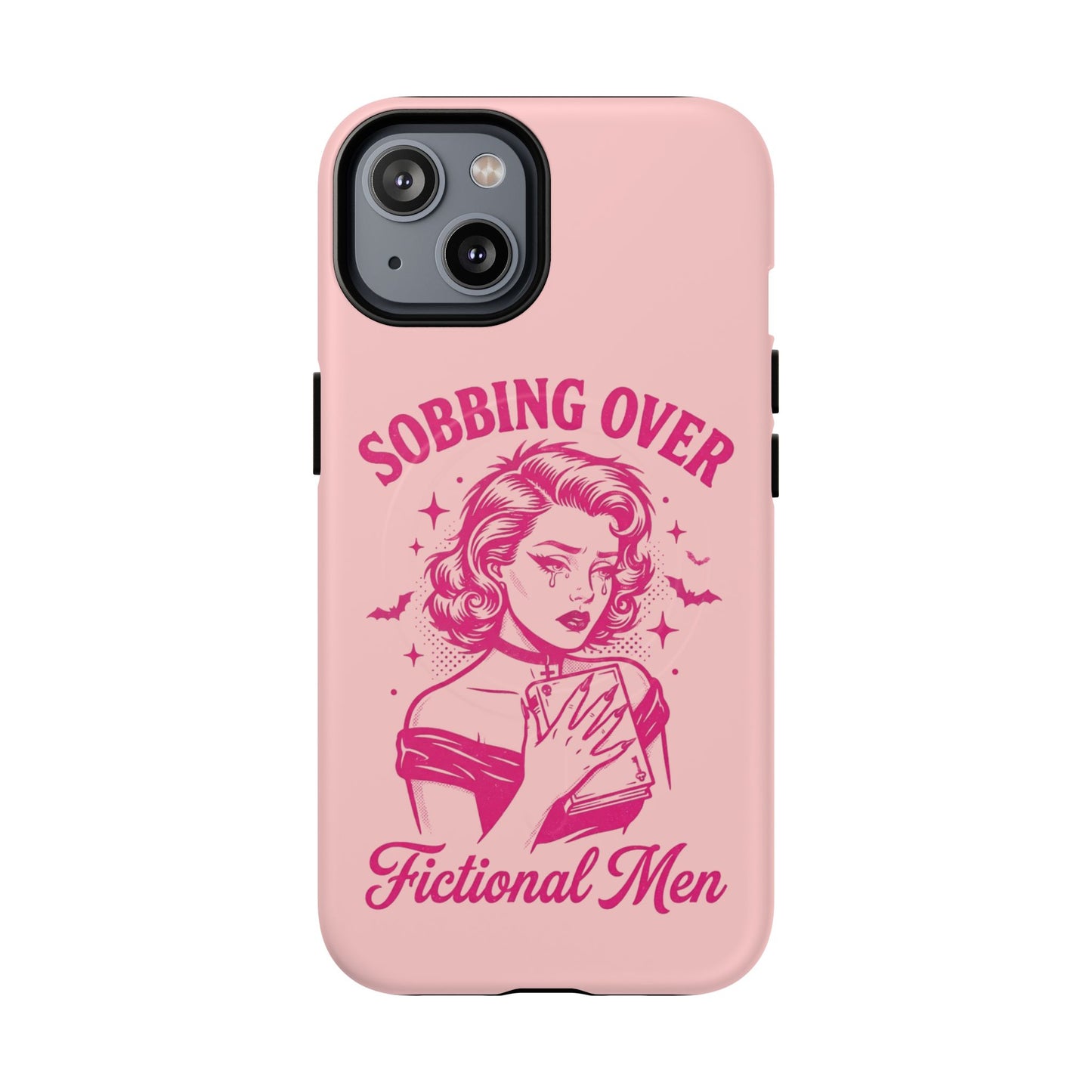 Phone Case — Pink “Sobbing Over Fictional Men” Tough Magnetic Protective Cover