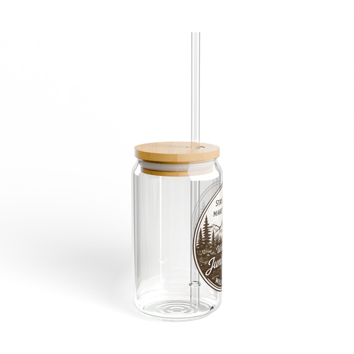 Adventure Mountain Sipper Glass — Personalized 16oz Travel Tumbler (Stay. Explore. Make Memories.)