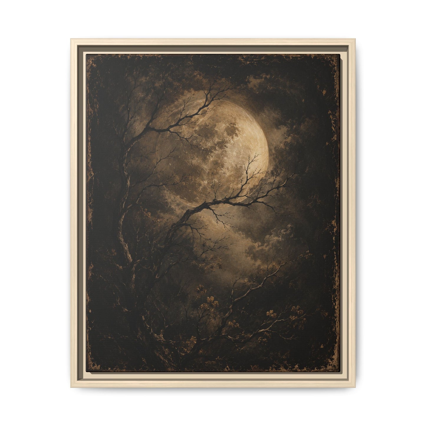 Framed Matte Canvas - Moonlit Forest Art Print