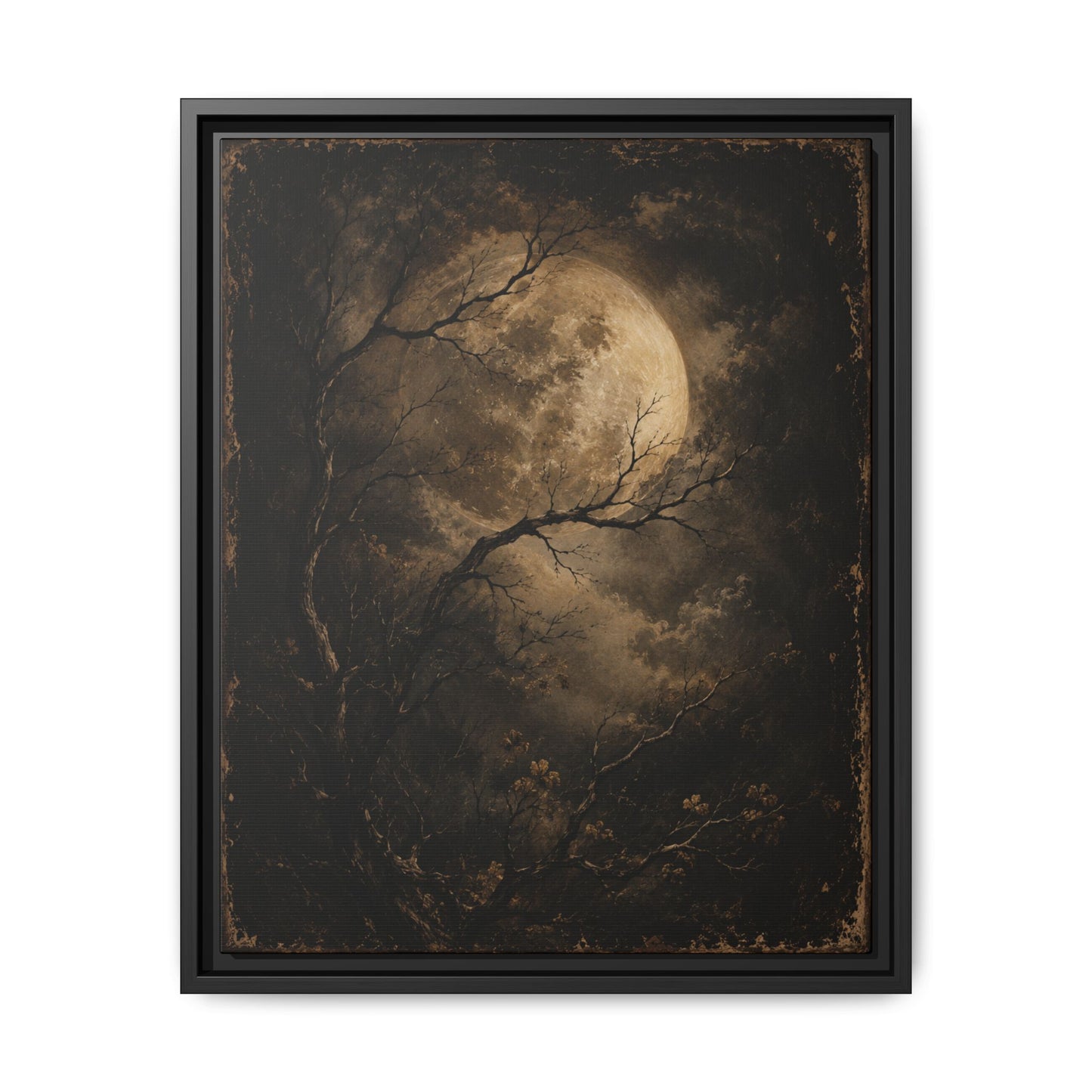 Framed Matte Canvas - Moonlit Forest Art Print