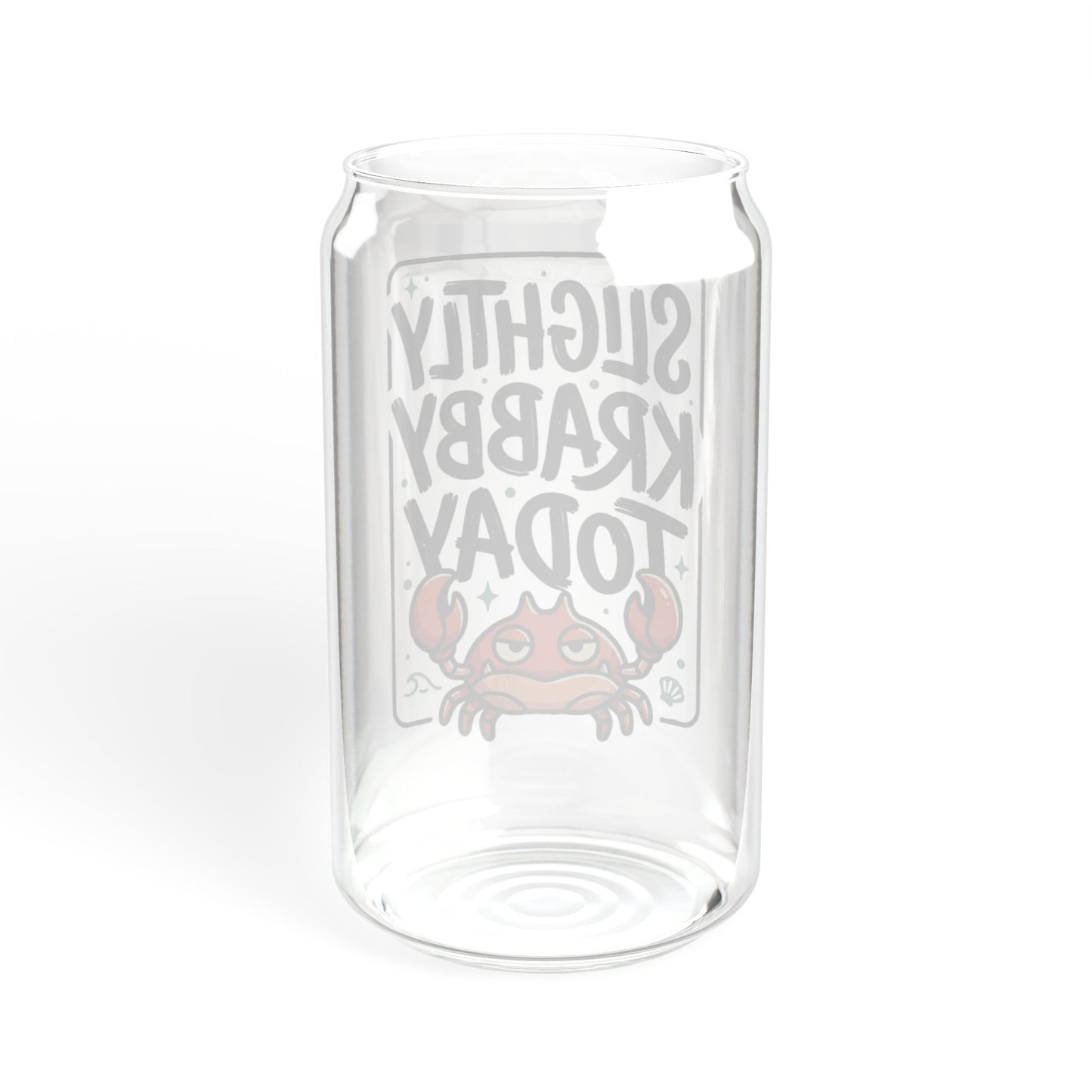 16oz Sipper Glass - "Slightly Krabby Today" Crab Tumbler with Bamboo Lid & Straw