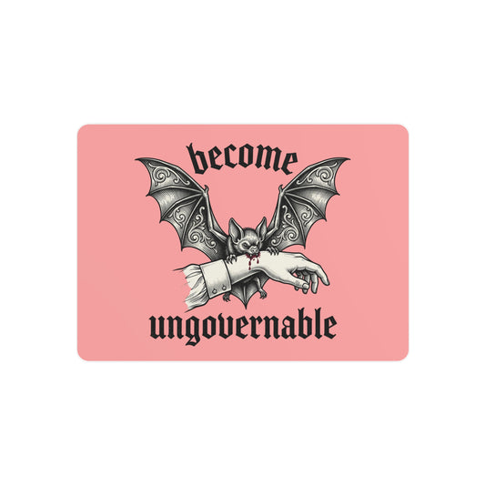 Metal Art Sign — "Become Ungovernable" Gothic Bat Wall Decor
