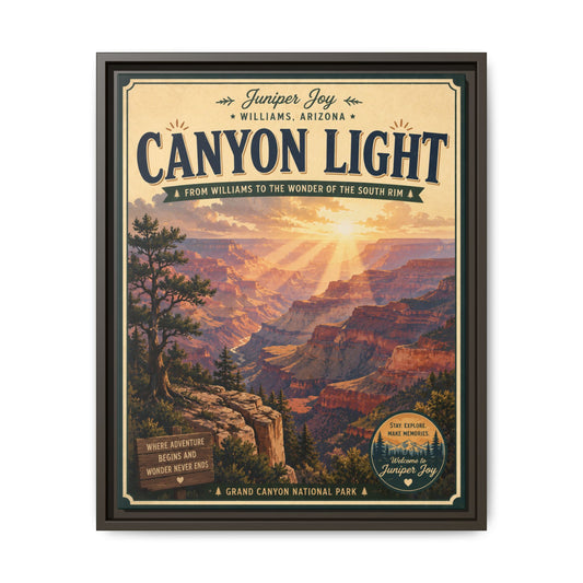 Canyon Light Framed Canvas Art — Vintage National Park Travel Poster