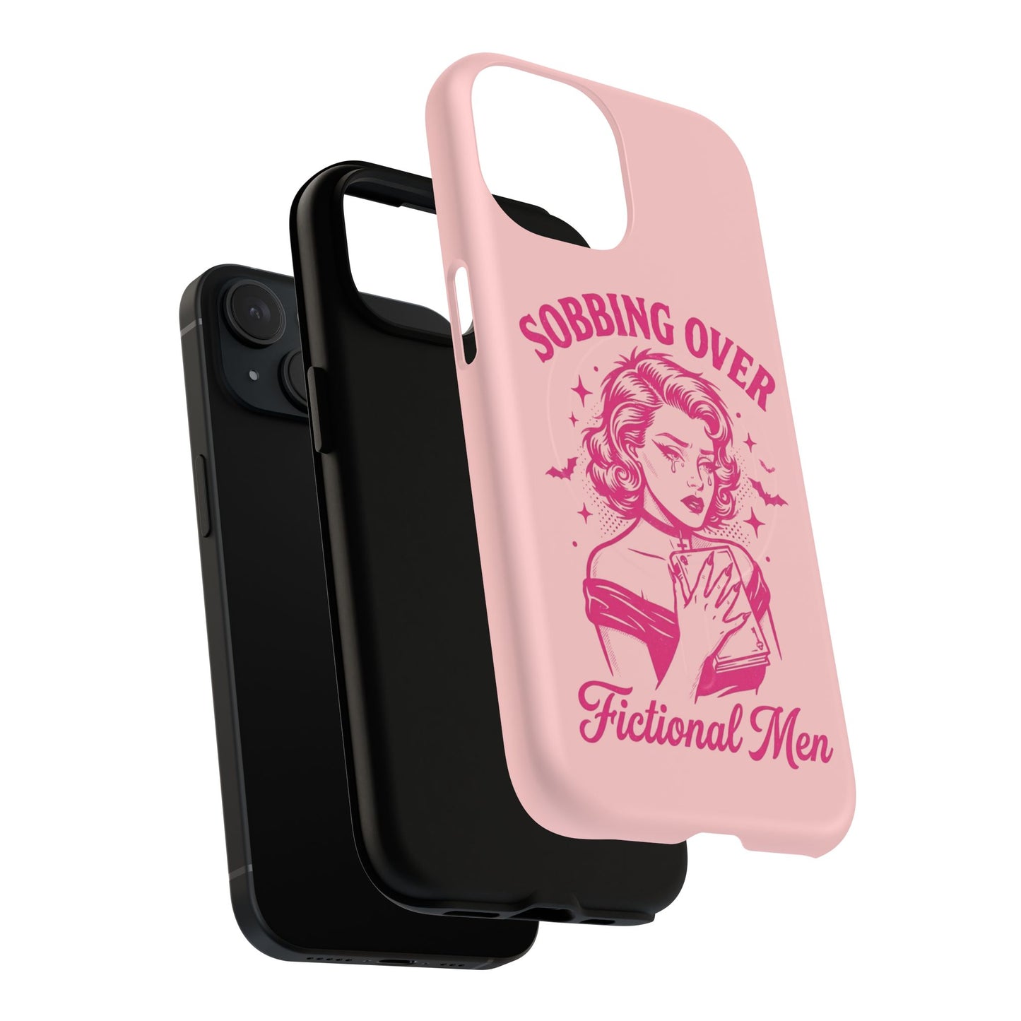 Phone Case — Pink “Sobbing Over Fictional Men” Tough Magnetic Protective Cover
