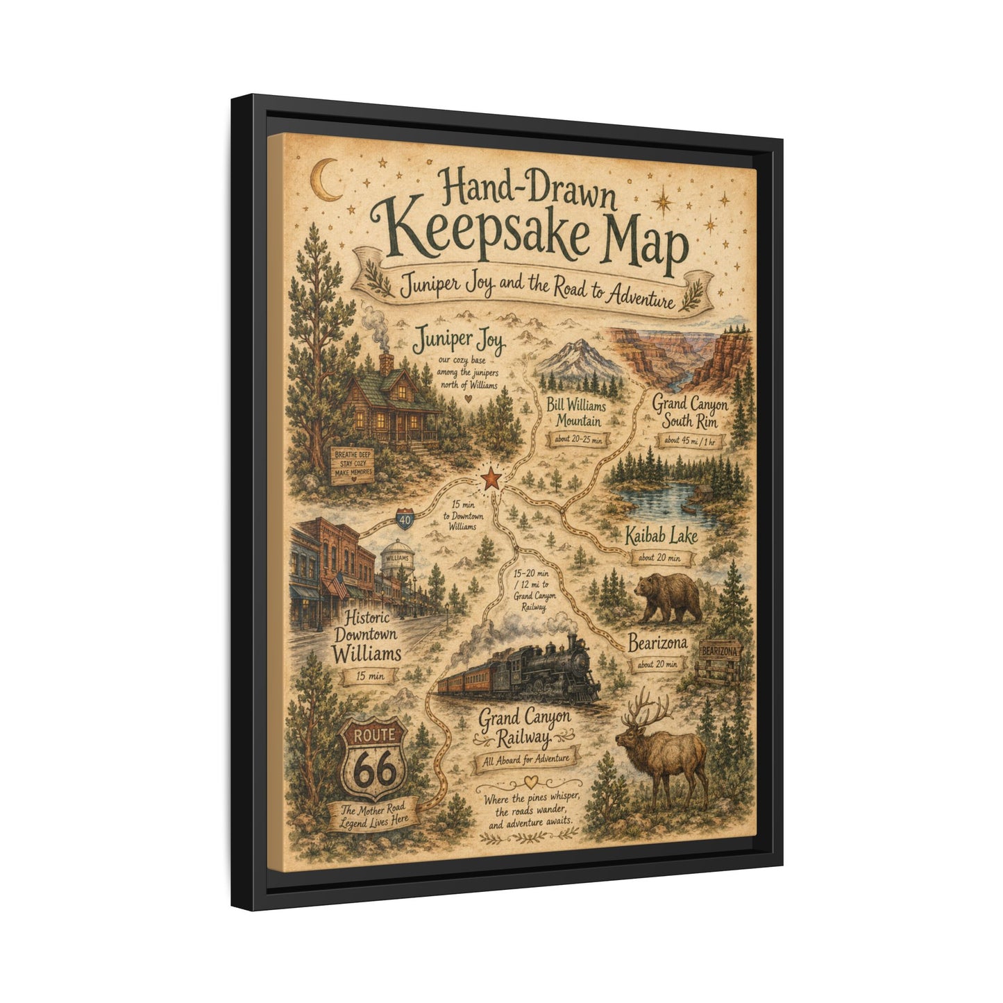 Framed Keepsake Map Matte Canvas Print
